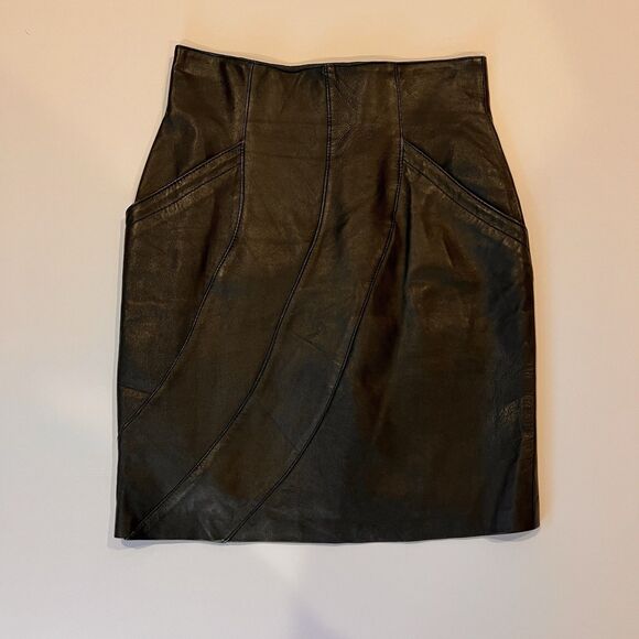 Vintage Giorgio Saint Angel Leather Pencil Skirt 6 Dinkie Tang‎ High Waisted 80s - Picture 2 of 13